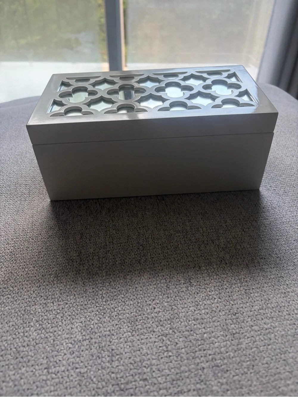 White Jewelry Box with Front Mirror Design